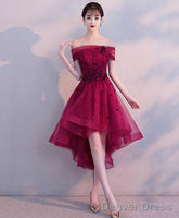 Burgundy Tulle Short Prom Dress Burgundy Homecoming Dress