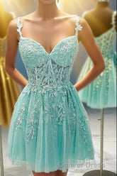Mint Green Appliques Sweetheart A-Line Homecoming Dresses