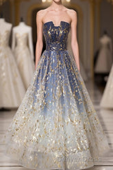 Unique Tulle Lace Long Prom Dresses, Tulle Lace Formal Dresses, 2