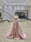 Pink A Line Long Prom Dress
