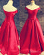 2026 Gorgeous Red Floor Length Long A Line Off The Shoulder Lace Up Satin Prom Dresses
