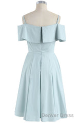 Mint Cold-Shoulder Ruffled A-Line Short Dresses