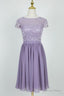 Cute Lace Crew Neck Lilac Bridesmaid Dresses