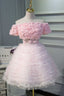 Pink Off The Shoulder Multi tiered A Line Homecoming Dresses