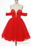 Red Off The Shoulder Bustier A Line Short Homecoming Dresses