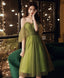 Simple Green Tulle Short Prom Dress Green Prom Dresses