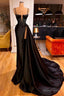 Black Spaghetti Straps Split Chapel Trailing Prom Dresses