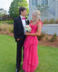 Hot Pink Long Prom Dress Tulle Prom Dresses