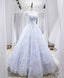 Light Blue Tulle Lace Long Prom Dress, Blue Prom Dresses