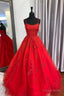 Red Lace Long Backless Prom Dress, Red Prom Graduation Dresses