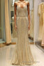 Mermaid Spaghetti Strap Black Beaded Prom Dresses