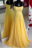 Simple Spaghetti Straps Yellow Long Prom Dresses