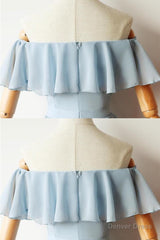 Cute Off the Shoulder Light Blue Short Dress