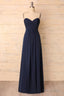 Elegant Sweetheart Pleated Navy Blue Bridesmaid Dresses
