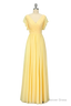Elegant V Neck Pleated Yellow Bridesmaid Dresses with Ruffles