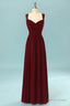 Elegant Pleated Burgundy Bridesmaid Dresses with Keyhole