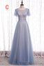 Elegant A Line Dusty Blue Bridesmaid Dresses