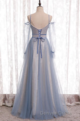 Elegant A-Line Dusty Blue Bridesmaid Dresses