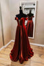 Off the shoulder Red Long Prom Dresses
