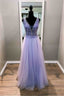Elegant Beaded Lavender Formal Dress