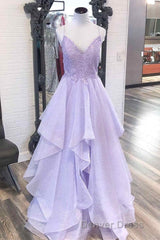 Elegant Light Blue Ruffled Tulle Prom Dresses