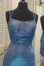Tight Blue Short Homecoming Dresses with Lace Up Back