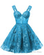 Teens Sparkly Tulle Turquoise Homecoming Dress Spaghetti Straps Short Cocktail Prom Dresses