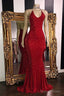 Sequins Sleeveless Mermaid Long Prom Dresses Glitter New Arrival Halter Red Prom Gown
