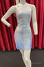 White Iridescent Sequin Lace Up Back Homecoming Dresses