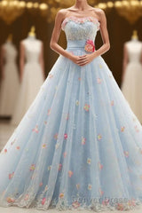 Charming Light Blue Tulle Sweetheart Ball Gown Court Train Wedding Dresses