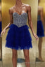 Royal Blue Beaded Top A Line Multi Layers Homecoming Dresses