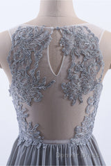 Silve Chiffon A-line Ruffles Long Bridesmaid Dresses