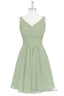 Sage Green Chiffon A Line Short Bridesmaid Dresses