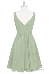 Sage Green Chiffon A-Line Short Bridesmaid Dresses