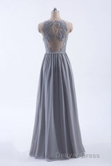 Silve Chiffon A-line Ruffles Long Bridesmaid Dresses