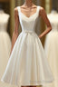 Simple V Neck White Short Prom Dress, White Homecoming Dresses