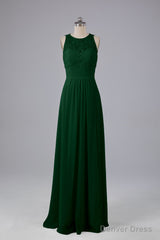 A Line Keyhole Floor Length Bridesmaid Dresses