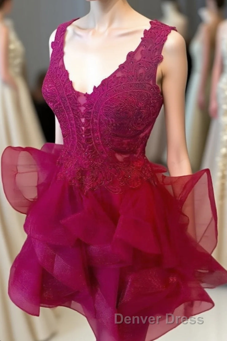 Adorable A-line V Neck Short Homecoming Dress – Denver Dress