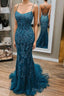Mermaid Lace Appliques Straps Long Prom Dress
