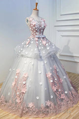 Gorgeous Ball Gown Sleeveless Appliques Long Prom Dresses Quinceanera Dresses