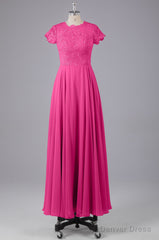 Beautiful A-Line Cap Sleeves Long Bridesmaid Dresses With Pockets