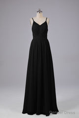 Beautiful Spaghetti Straps Backless Long Bridesmaid Dresses