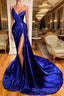 Glamorous Royal Blue Sweetheart Prom Dresses Mermaid Long Evening Gowns With Split