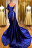 Designer Royal Blue Long Mermaid Prom Dresses With Split On Sale