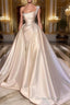 Glamorous One Shoulder Pearl Wedding Dresses Overskirt Bridal Gown On Sale