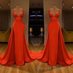 Beautiful Red Starps Sweetheart Long Prom Dresses With Split