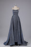 Charming Spaghetti Straps Open Back Sweep Train Prom Dresses
