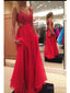 Custom Made A Line Backless Lace Red Prom Dress, Lace Prom Dress, Bridesmaid Dresses