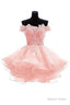 Cute Off The Shoulder Homecoming Dress, Ivory Lace Beaded Homecoming Dresses