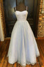 Princess Light Blue A Line Straps Long Prom Gowns